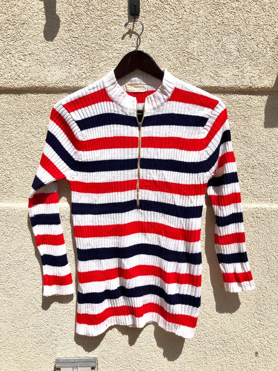 Vintage Womens Striped Half Zip Sweater - image 2