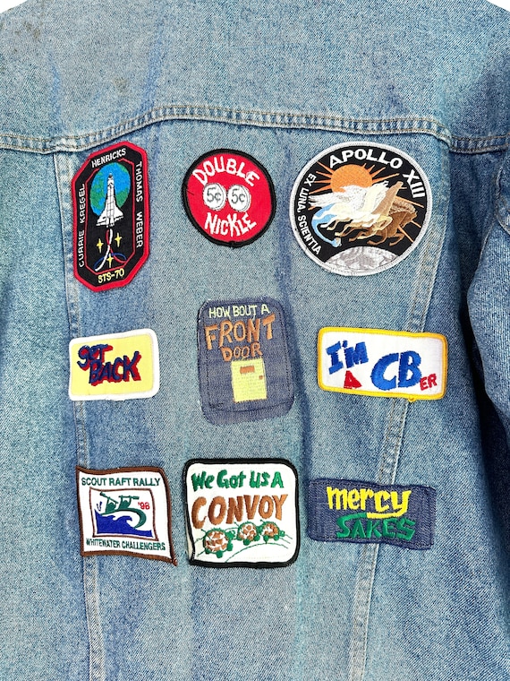 Vintage 80's Badge Patched Up Denim Jacket - image 6