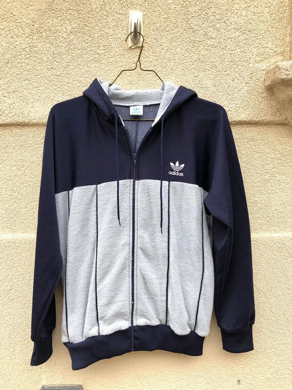 Vintage 80's Adidas Track Jacket Zip Up Terry Clot
