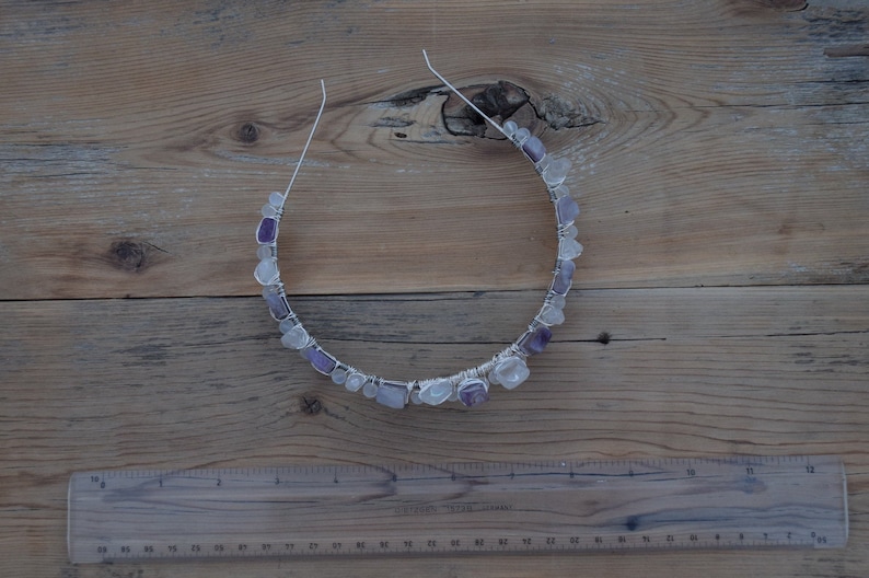 Amethyst and Angel Aura Quartz Quartz Crown Crystal Crown Natural Real Stone Crystals Iodized Quartz Points