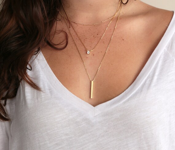 ★DNSR★ D layered necklace Mother Of Pearl Clover Layered Necklace in Gold | Altar'd State