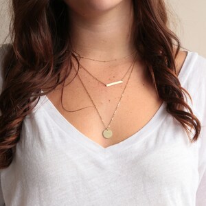 Halsketten Gold zarte Schichtung / 14k Gold-Füllung und Sterlign Silber / Long Halskette / lange eine mehrschichtige Halsketten / Bridesmaid Gift