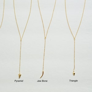 Lariat Necklaces and Simple Y Necklaces in Gold, Rose Gold, and Silver