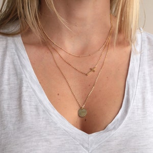 Christmas Gift Idea For Her! Gold Layering Necklace Layered Necklace Cross Necklace Layer Necklace  Bar  Gold Fill, Sterling Silver