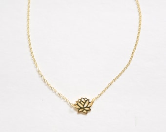Gift Idea Layering Necklace Lotus Flower Necklace Gold Lotus Flower Silver Lotus Flower Layering Necklaces Layering Necklace