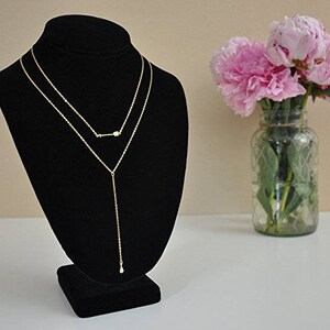 2 Layered / V Necklace / Sideways Arrow / Jewelry / Y Necklaces / Pendant / Lariat Necklace / Set // Gold / Silver / Rose Gold / Dew Drop