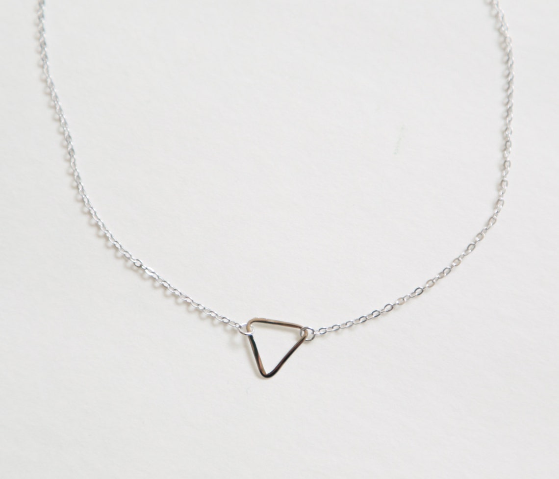 Gold Triangle Necklace, Sterling Silver Triangle Necklace, Geometric ...