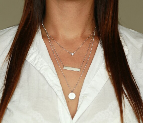 Layered bar necklace deals