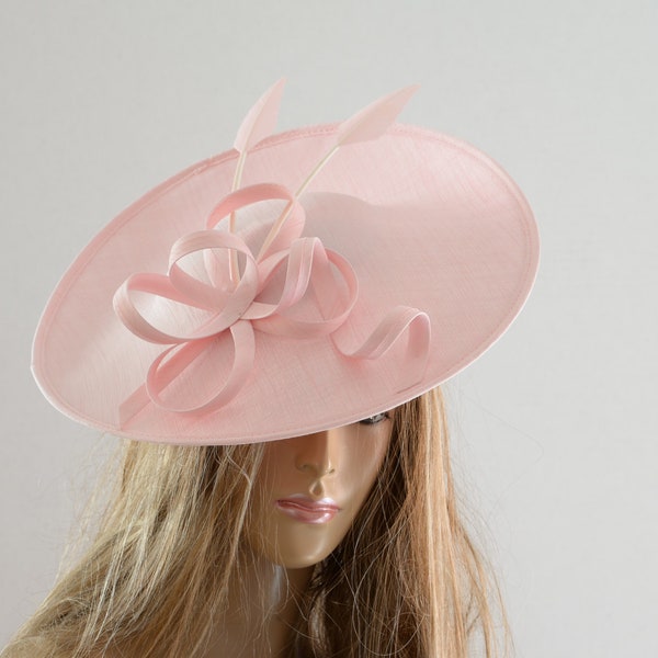 New High Quality Blush Sinamay with feathers lady Fascinator, beautiful shape, Unique designing,