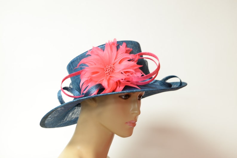 Downton Abbey, Church Dressy 2019 collection New High Quality Peacockfuchsia Sinamay Hat,Beautiful Kentucky Derby Hat,Wedding Formal