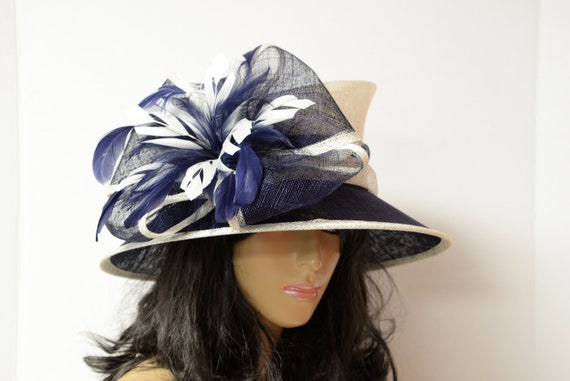 New Kentucky Derby Formal Church Hat Sinamay Dressy Hat New High Quality Yellow/blue Sinamay Hat,kentucky Derby Hat  main image 2