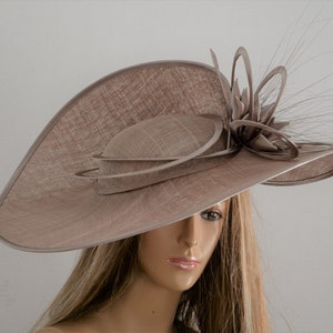 New High Quality Taupe Sinamay Fascinator-hat, Kentucky Derby Hat, Royal Hat, Wedding,Formal Hat, Dressy Hat, Church Hat,