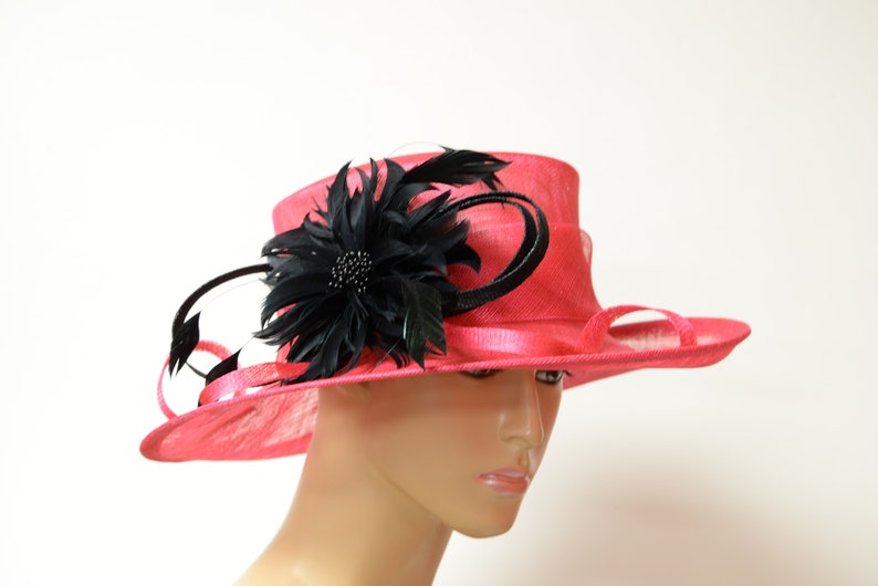 Downton Abbey, Church Dressy 2019 collection New High Quality Peacockfuchsia Sinamay Hat,Beautiful Kentucky Derby Hat,Wedding Formal