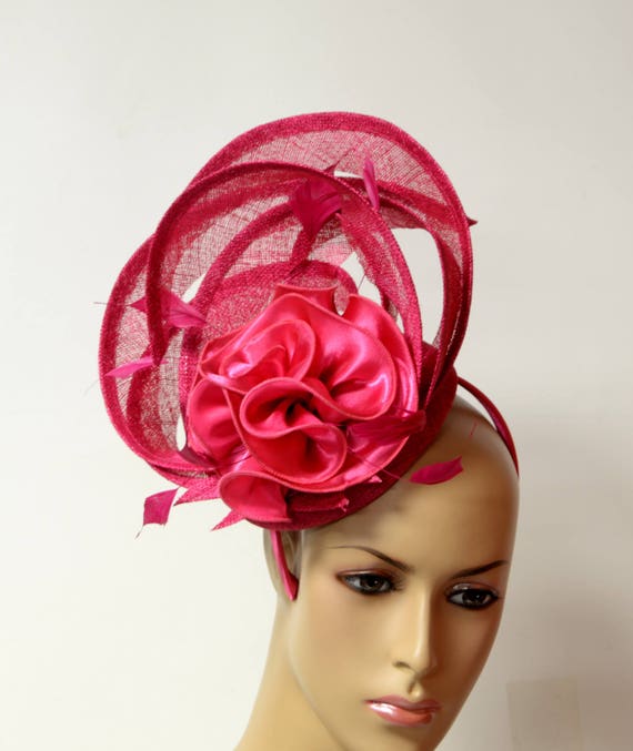 Hot Pink beautiful fascinator Queen Plate HatKentucky Derby Etsy
