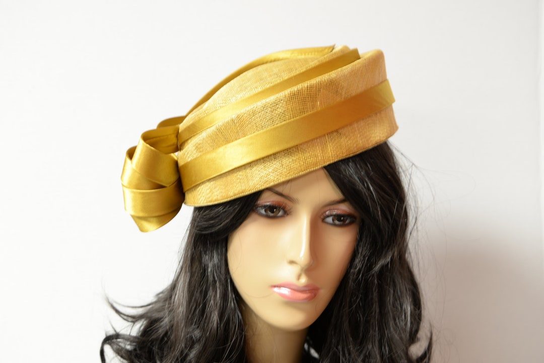 New High Quality Gold Pillbox Hat Kentucky Derby Hat Wedding Etsy