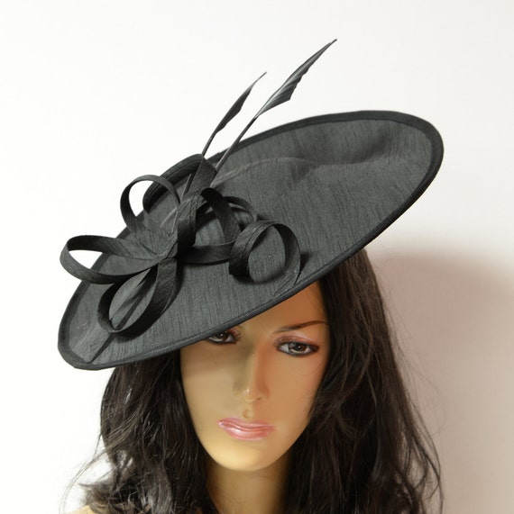 Black Sinamay Fascinator, Wide Brim Kentucky Derby Hat - Etsy