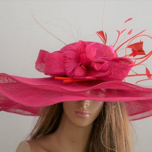New High Quality Fuchsia Sinamay hat, Kentucky Derby, Queen's Plate Hat, Wedding Hat,Formal Hat, Dressy Hat, Church Hat,