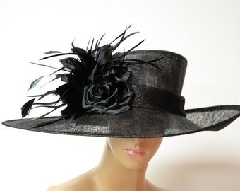 New Collection Black Sinamay Lady Dressy Hat,Very Elegant,English Royal Hat,Derby Hat, Wedding, Formal Hat, Dressy Hat, Church Hat