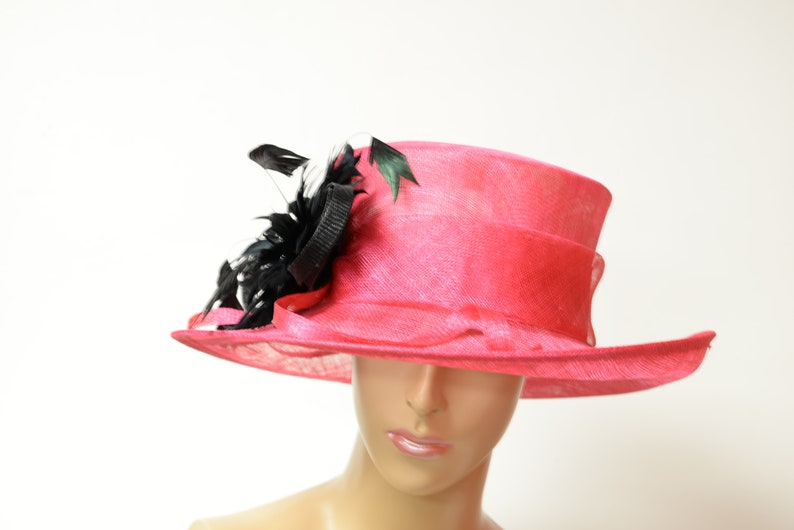 Downton Abbey, Church Dressy 2019 collection New High Quality Peacockfuchsia Sinamay Hat,Beautiful Kentucky Derby Hat,Wedding Formal