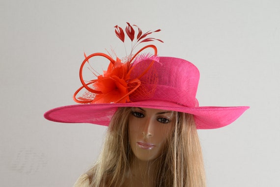 New High Quality Fuchsia/red Sinamay Hat, Fashion, Fancy  display picture 3
