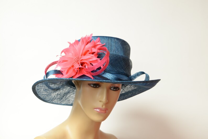 Downton Abbey, Church Dressy 2019 collection New High Quality Peacockfuchsia Sinamay Hat,Beautiful Kentucky Derby Hat,Wedding Formal