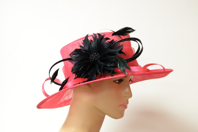 Downton Abbey, Church Dressy 2019 collection New High Quality Peacockfuchsia Sinamay Hat,Beautiful Kentucky Derby Hat,Wedding Formal