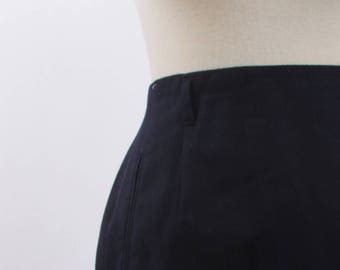 Navy Blue Pencil Skirt, Rafaella, Petites, Worsted Wool, Black, Pencil, Skirt, Vintage, Midi, Formal, Fitted, High, Waist, Office ~ 161212