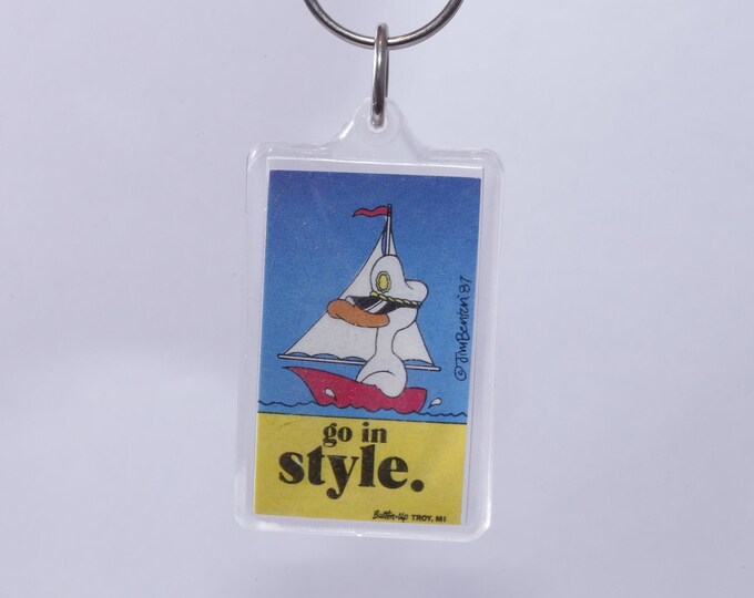 Hanging Key Chain Duck Vintage Sailboat Key Ring ~ 20-17-589 Jim Benton Go In Style Keychain Button-Up