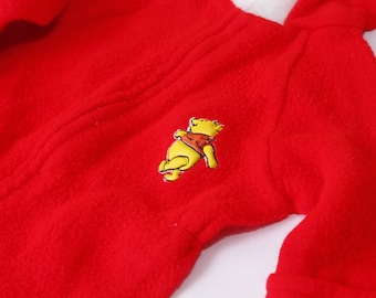 Vintage, 1970s, Winnie the Pooh pajamas, seers, small, 15 to 20 pounds, six months, red, felt, winter 20–01–595