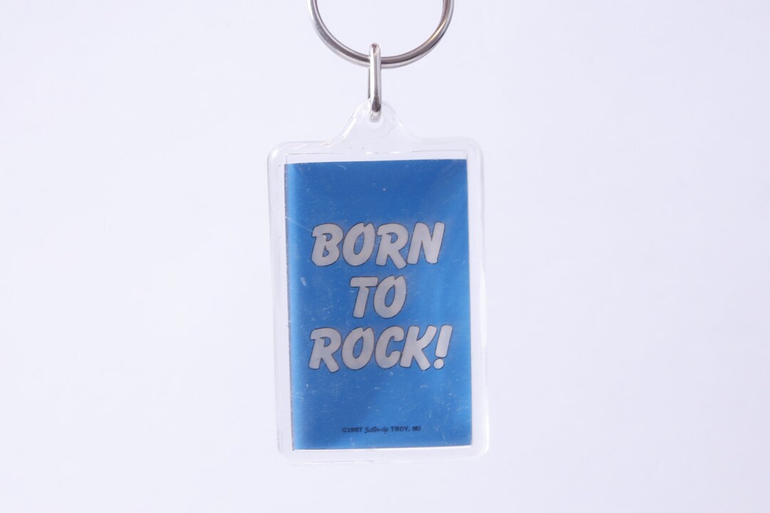 Born to Rock, Humorous, Saying, Funny, Buttonup, 1987, Key Chain, Key