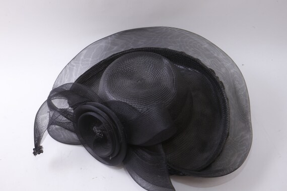 Black, Flower, Women's Hat, Fascinator, Old Style… - image 2