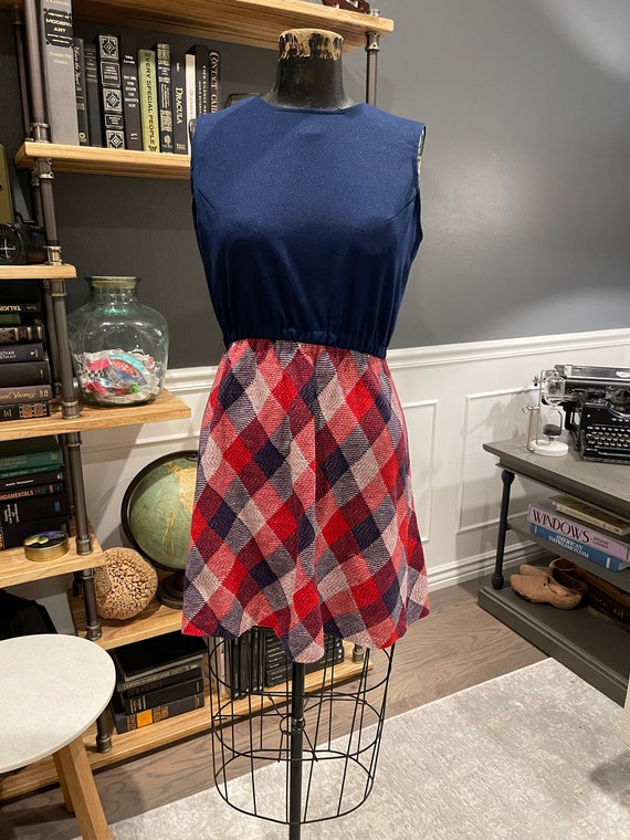 red white and blue plaid dress Red White Blue Gingham Patriotic Flag Smocked Dress Lillie & Lilah