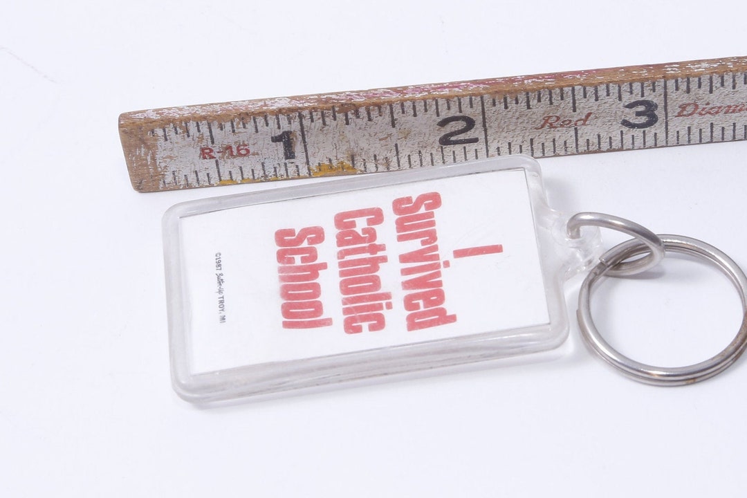 Humorous, I Survived Catholic School, Buttonup, Troy, 1987, White, Key