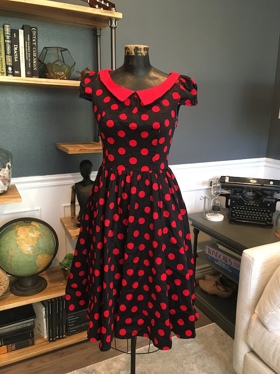 red dress black dots Amazon.com: Topdress Women's Vintage Polka Audrey Dress 1950s Halter Retro Cocktail Dress Red/Black Dot S : Clothing, Shoes & Jewelry