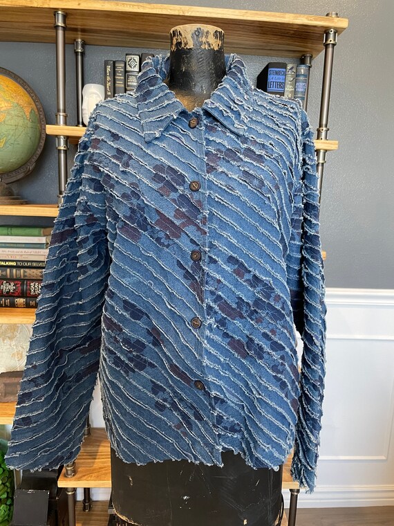 Buy Fringe Keren Hart Blue Jean Blouse Long Sleeve Cotton Floral Shirt Collar Size M Fashion Clothing Outfit Vintage 20 29 1017 Online in India Etsy