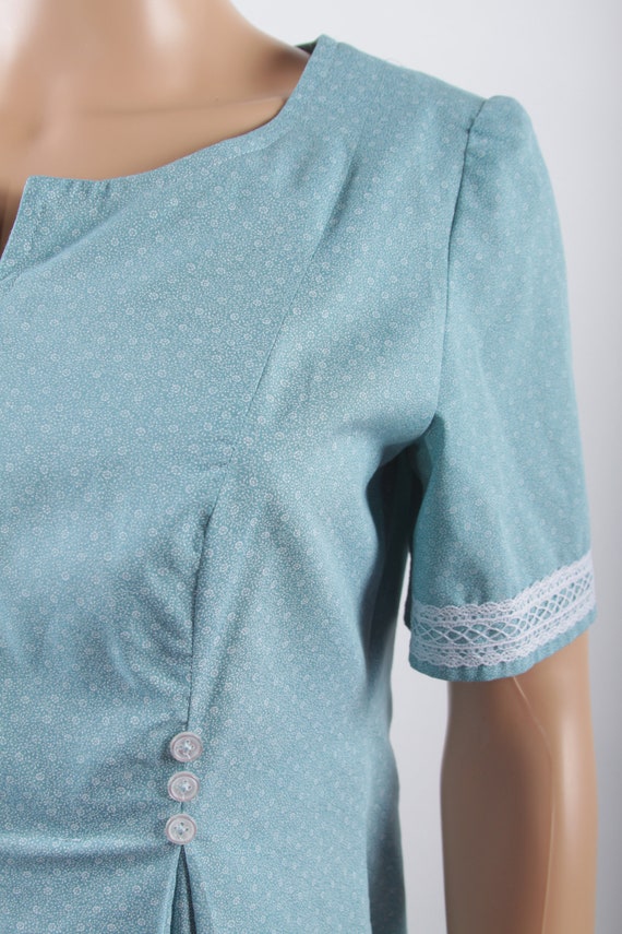 Long, Dress, Homemade, Blue, Dotted, Buttons, Sho… - image 3