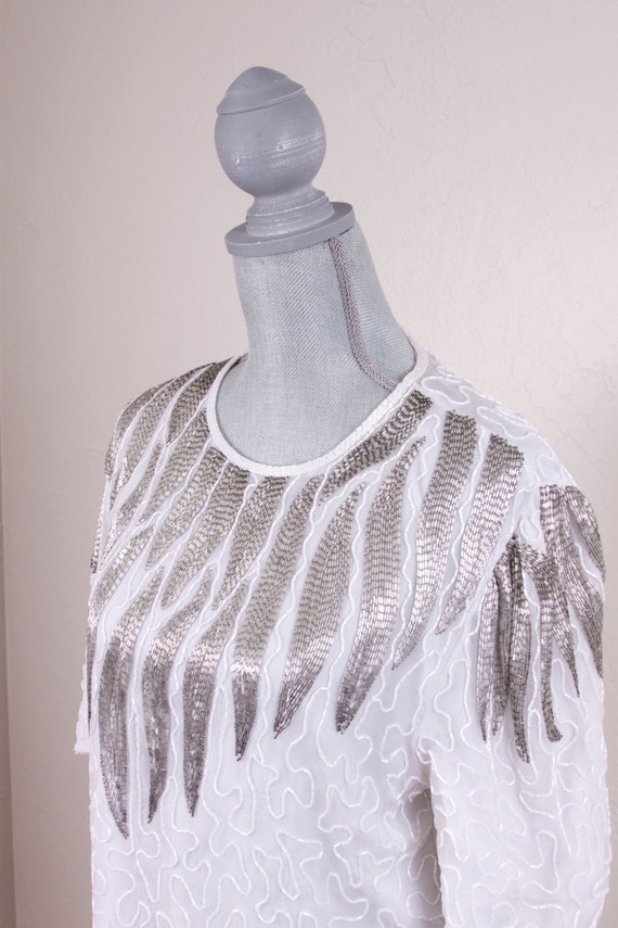 Stunning Vintage Silk 1980's Scala Beaded Top - S… - image 3