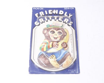 Monkey Design, Sew-On, Iron-On, Appliques, Emblems, Patches, Set, Chevrons, Clothing, Outfit, Vintage, Collectible ~ 20-17-589