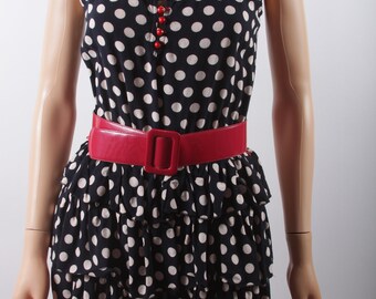 Corto, Correas Vestido, Negro, Punteado, Lunares Puntos Blancos