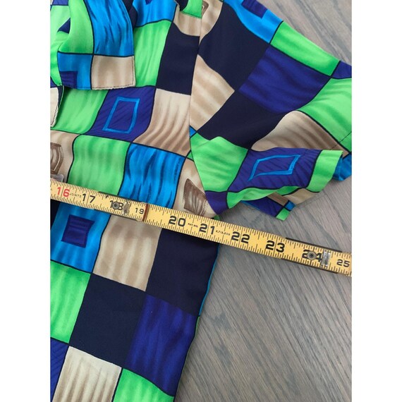 Bright Checked Blouse, Notations, Collared, Deep … - image 9