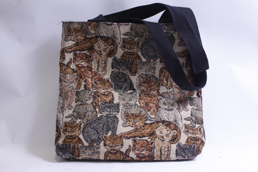 Cats, Embroidered Tote Bag, 14x14\