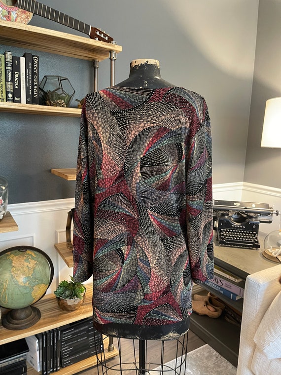 JM Collection, Colorful, Abstract Lines, Blouse, … - image 4