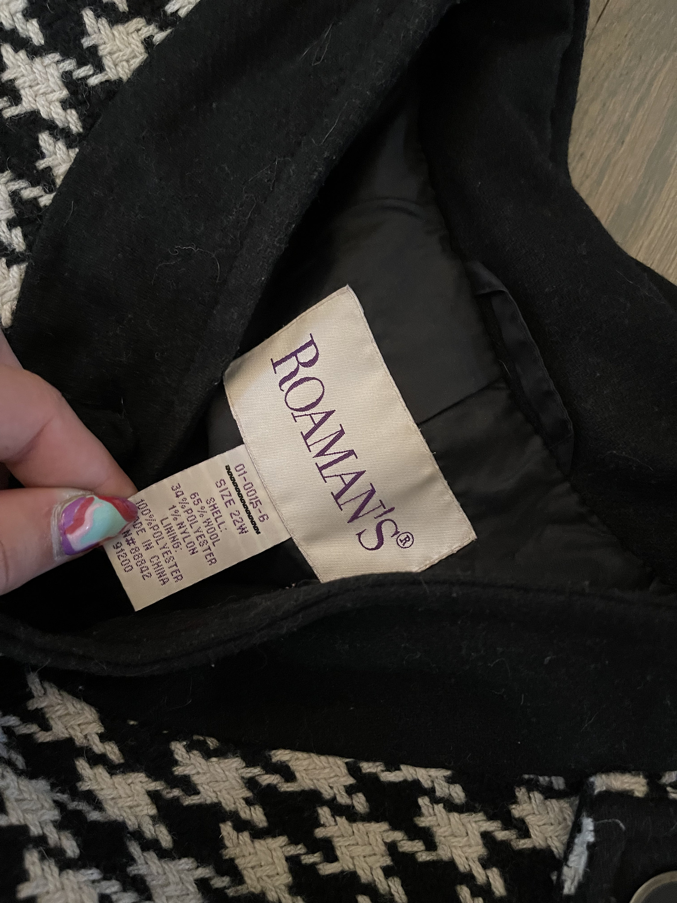 Manteau Femme Roaman's En Laine Noir - Taille 22W (Plus) - Zippé - Neuf Sans Étiquettes
