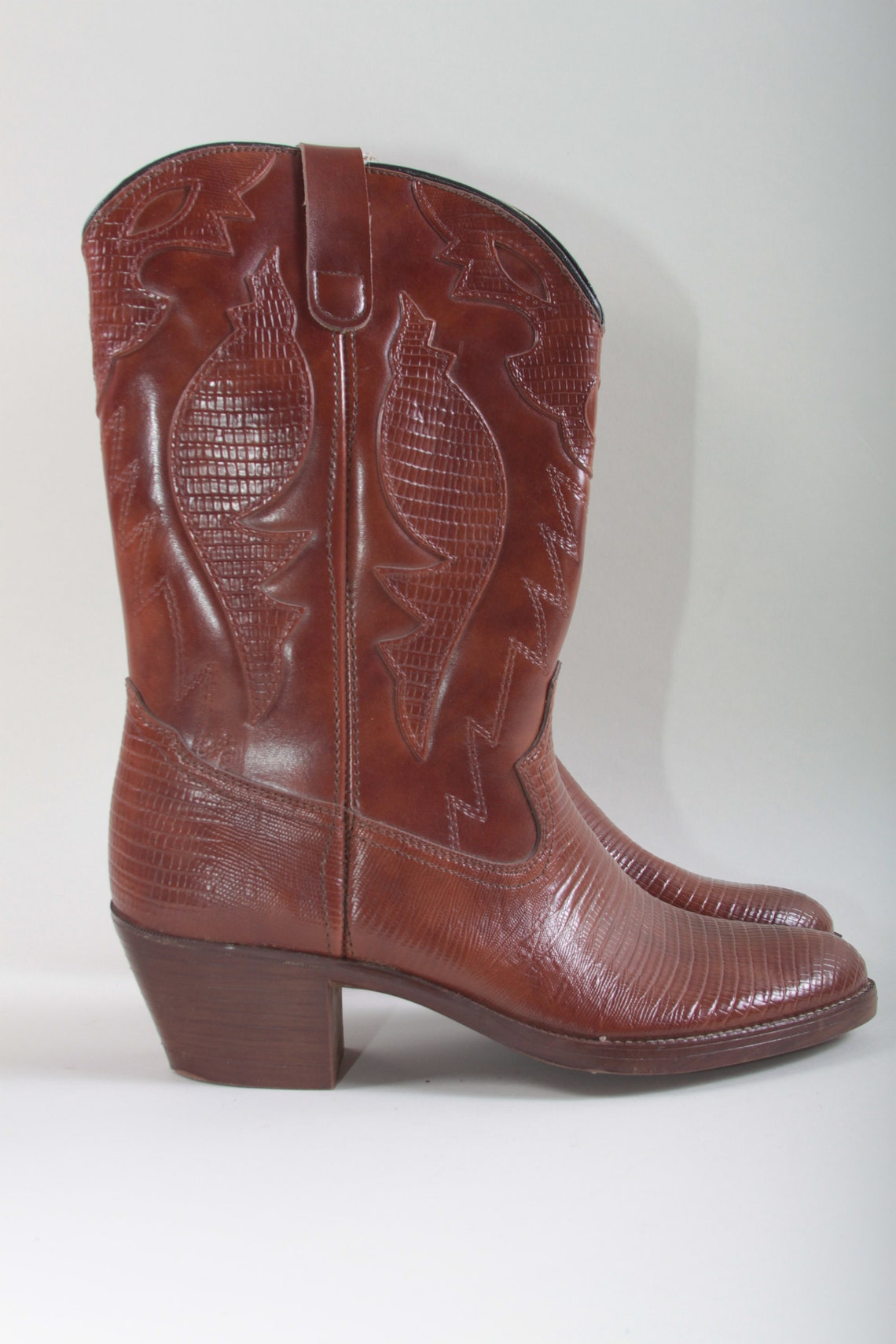 Cowboy Boots, Western Boots, Shoes, Footwear, Heels, Leather, Brown, Clothes, Vintage, Nostalgia ~ 20-01-594, foto 2 di 5