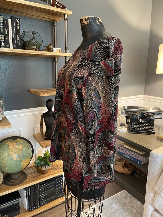 JM Collection, Colorful, Abstract Lines, Blouse, … - image 3