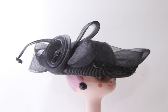 Black, Flower, Women's Hat, Fascinator, Old Style… - image 7