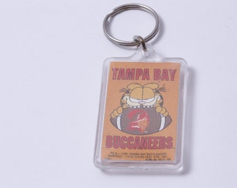 Garfield, Tampa Bay Buccaneers, 1990, Orange, Football, NFL, Key Chain, Key Ring, Keychain, Vintage, ~ 20-17-589