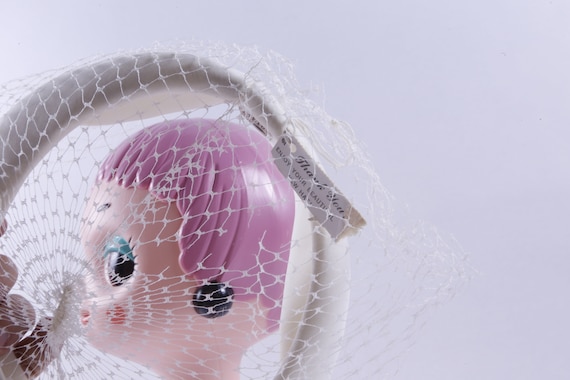 White, Summer, Evening, Hat With Tiny Net, Bow, B… - image 3