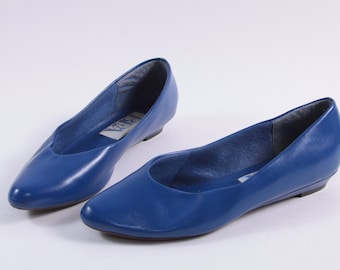 Wonderful Vinyl Bright Blue Vintage Flats Size 8 - BFA Classics Casual Wear ~ Boom Thang ~ 20-13-446