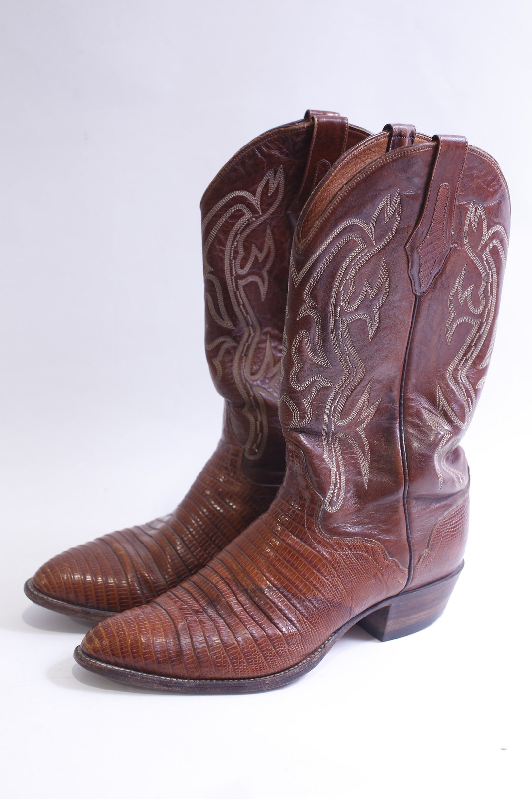 El Dorado Hand Made Boots Brown Lizard Skin Embossed Leather 9 1 2 D Western Style Clothing Fashion RD 001 CSGN 002 Etsy UK